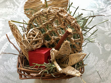 Load image into Gallery viewer, safe willow basket full of chinchilla chew toys and hay