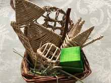 Load image into Gallery viewer, willow basket with additional chew toys and hay