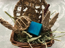 Load image into Gallery viewer, willow basket with additional chew toys and hay