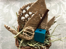 Load image into Gallery viewer, willow basket with additional chew toys and hay