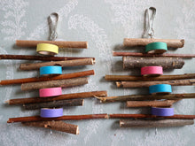 Load image into Gallery viewer, Doughnut Dangle – Chinchilla / Rat / Degu / Rabbit / Guinea Pig / Hamster Chew Toy Apple Willow Mulberry Wood