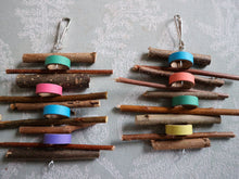 Load image into Gallery viewer, Doughnut Dangle – Chinchilla / Rat / Degu / Rabbit / Guinea Pig / Hamster Chew Toy Apple Willow Mulberry Wood
