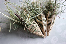 Load image into Gallery viewer, Hay Cones - Apple Wood, Grapevine, Meadow Hay, (pack of 3) - Chinchilla/Degu/Rabbit/Guinea Pig/Hamster Chew Toy Accessory