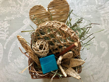 Load image into Gallery viewer, safe willow basket full of chinchilla chew toys and hay
