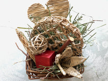 Load image into Gallery viewer, safe willow basket full of chinchilla chew toys and hay
