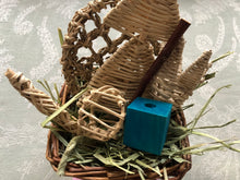 Load image into Gallery viewer, willow basket with additional chew toys and hay
