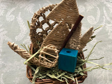 Load image into Gallery viewer, willow basket with additional chew toys and hay
