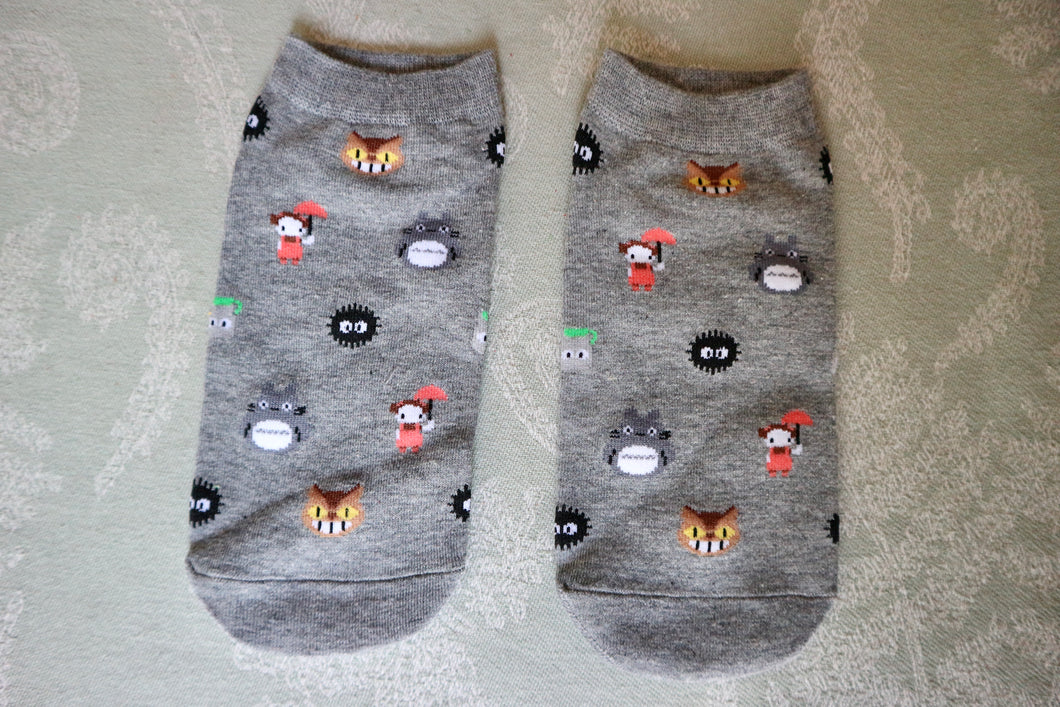 Women's Cotton Totoro Socks – One Size - Gray