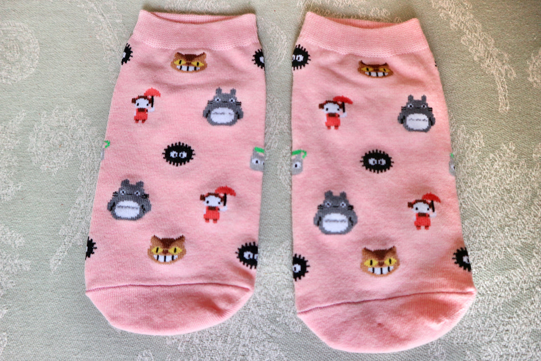 Women's Cotton Totoro Socks – One Size - Pink